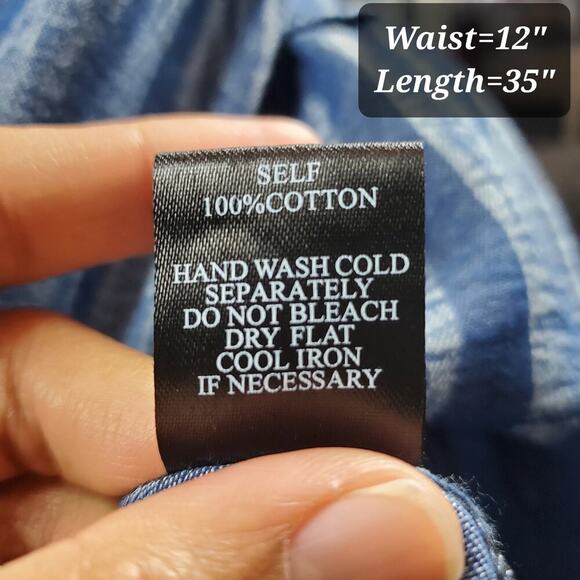 Indigo & Lace Chambray Blue Tiered Maxi Skirt Size S Cottagecore Coastal Grandma - Picture 8 of 8